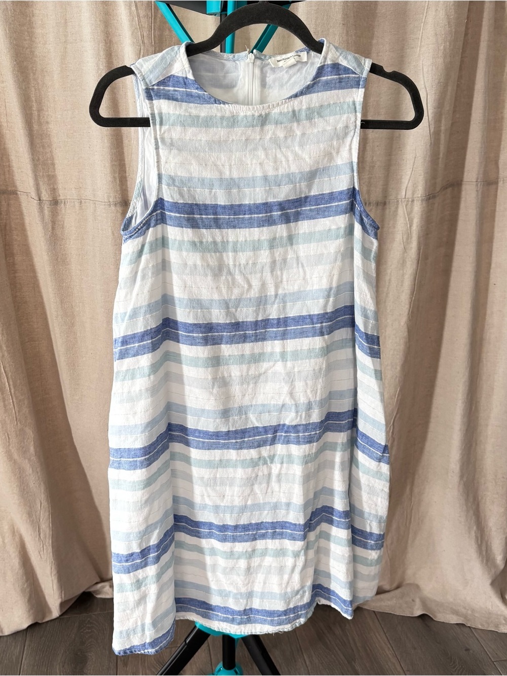 beachlunchlounge cotton and linen Blue & White Striped Sleeveless Sundress